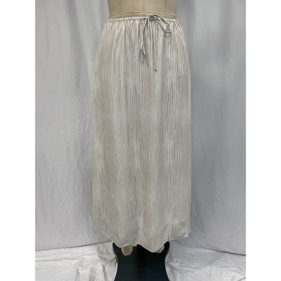 Atm Anthony Thomas White Melillo Striped Silk-Crepe Midi Skirt Size S - Picture 1 of 4
